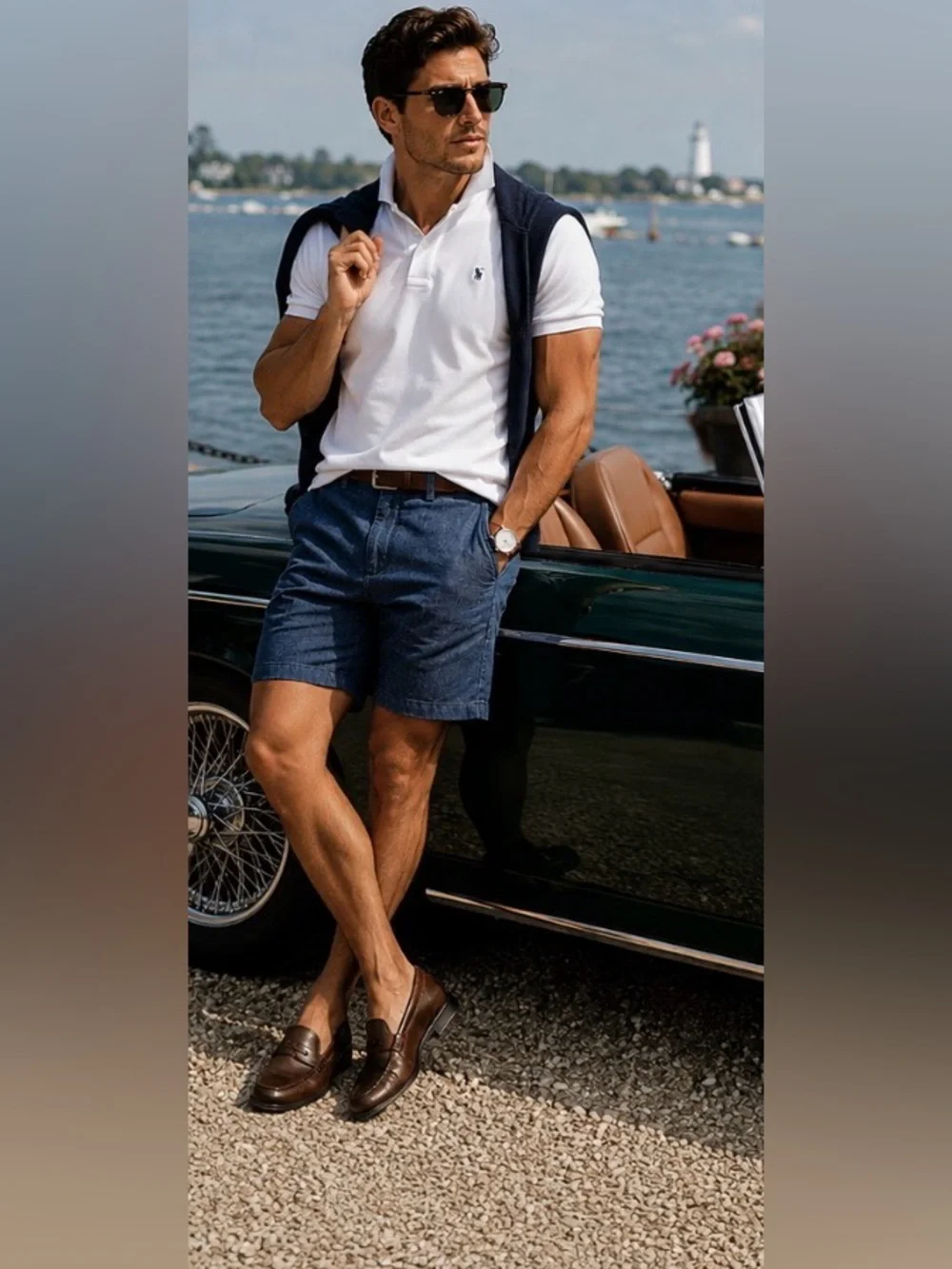 Banana Republic Old Money Collegiate Prep lightweight chambray chino shorts